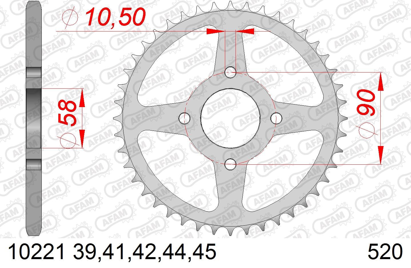 CORONA AFAM ACERO 520X45 - KTM