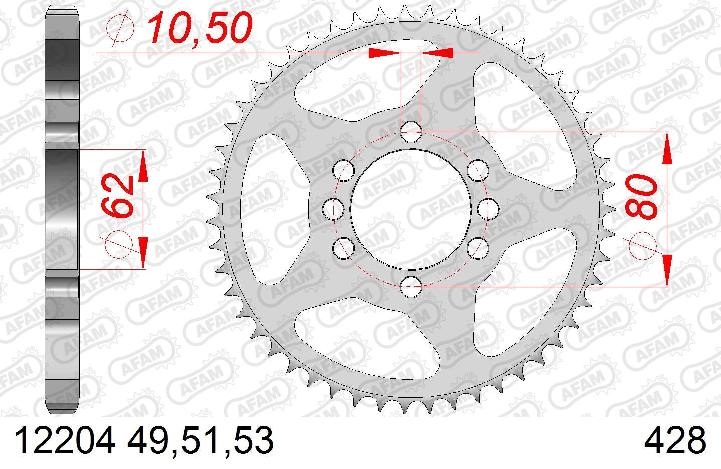 CORONA AFAM ACERO 428X49 - YAMAHA