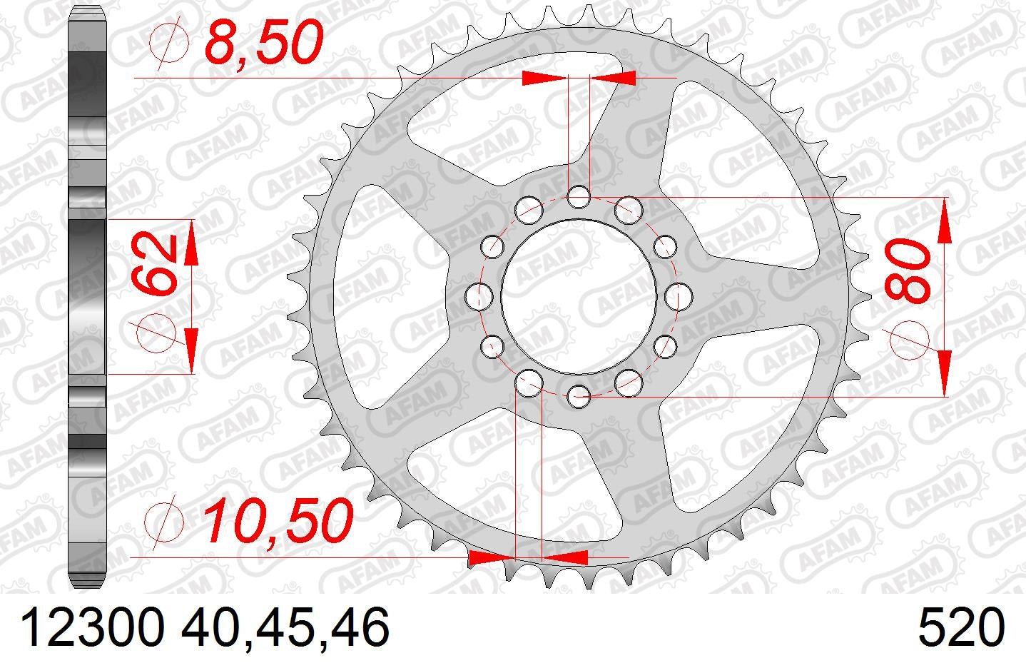CORONA AFAM ACERO 520 X 40 YAMAHA