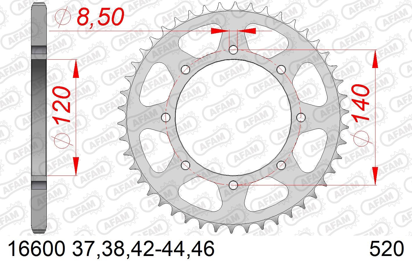 CORONA AFAM ACERO 520X43 - KAWASAKI