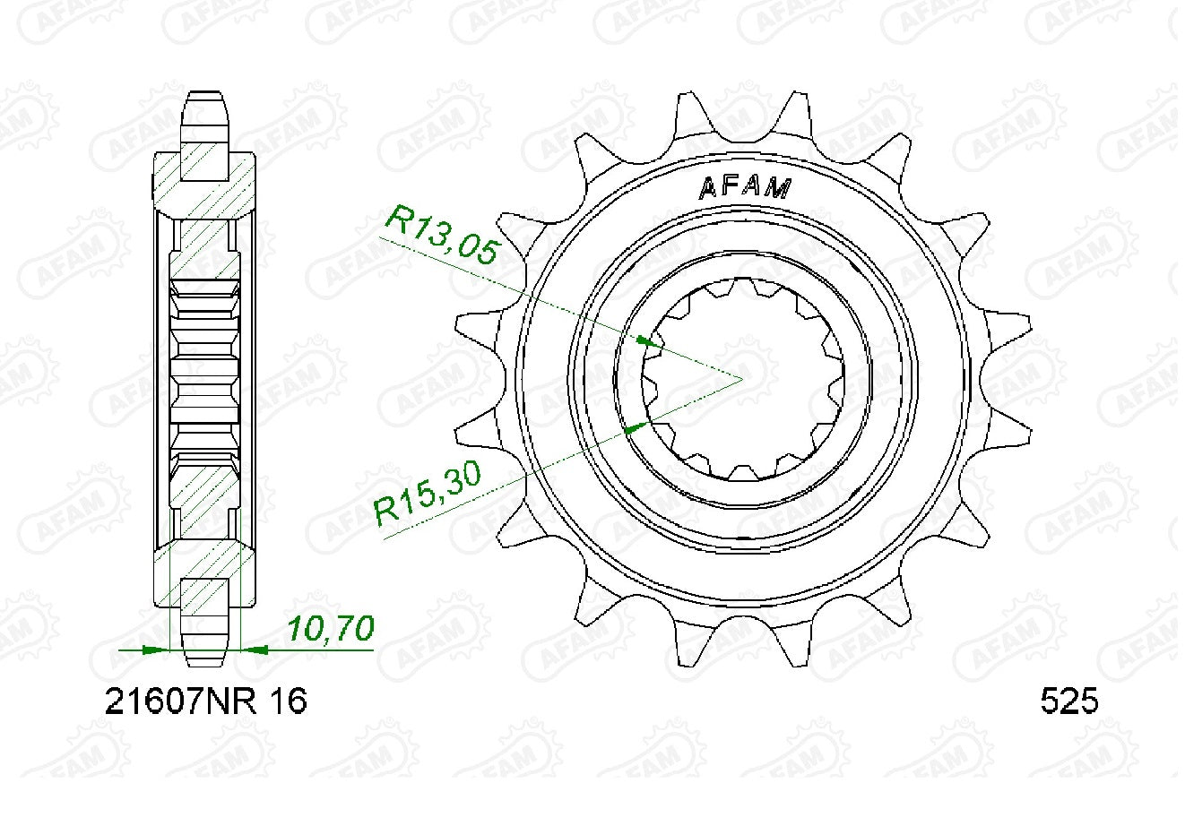PIÑÓN AFAM 525x16  YAMAHA  - 21607X16