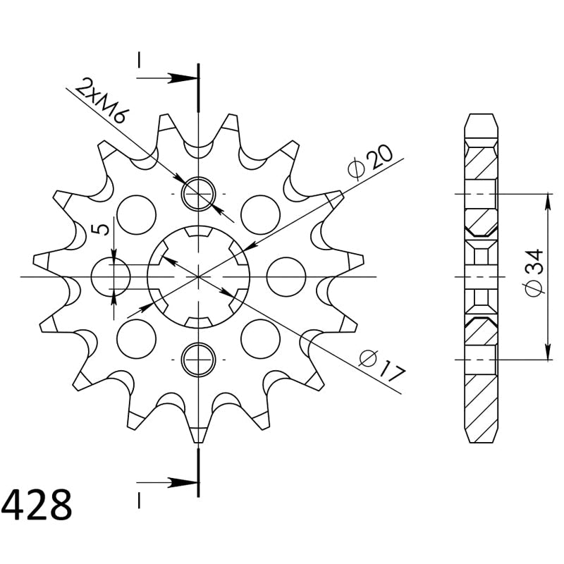PIÑÓN SUPERSPROX HONDA 428 X 14  - CST1264X14