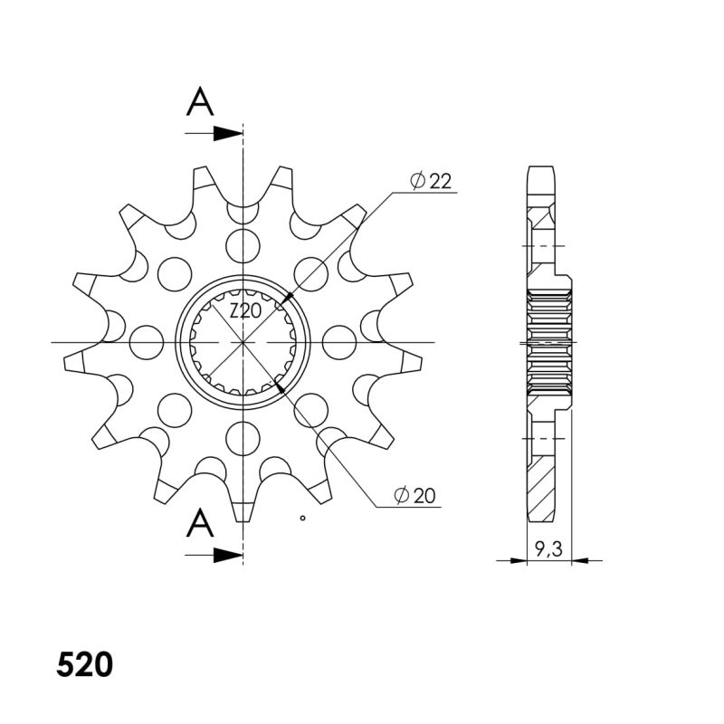 PIÑÓN SUPERSPROX KAWASAKI 520 X 13  - CST250X13