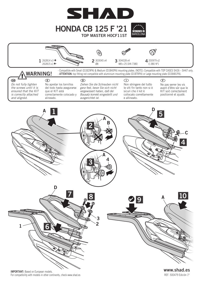 TOP MASTER HONDA CB125F (2021-2025)