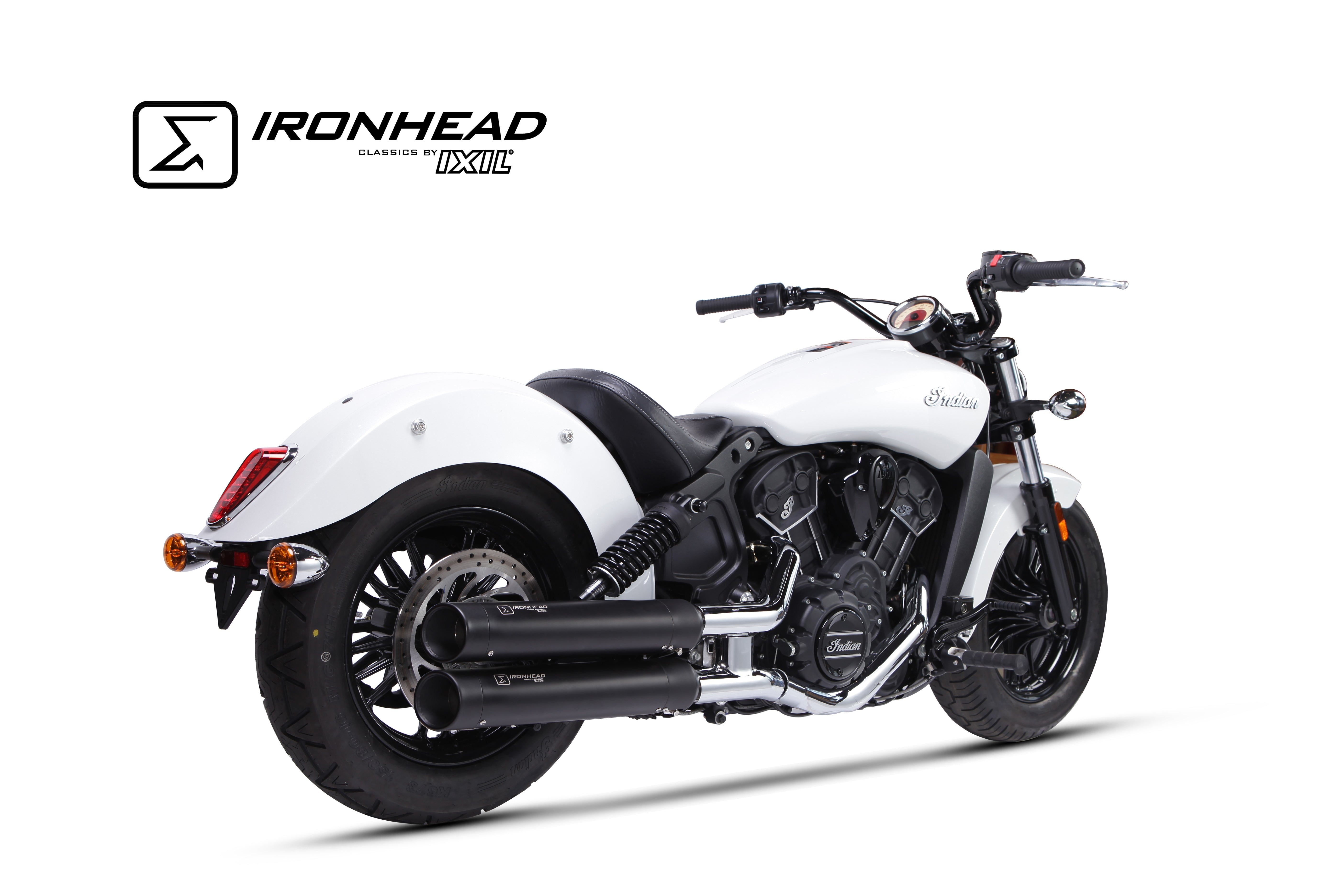 ESCAPE IXIL SLIP ON (LOWER MUFFLER) - IRONHEAD ROUND BLACK - INDIAN SCOUT 15-23