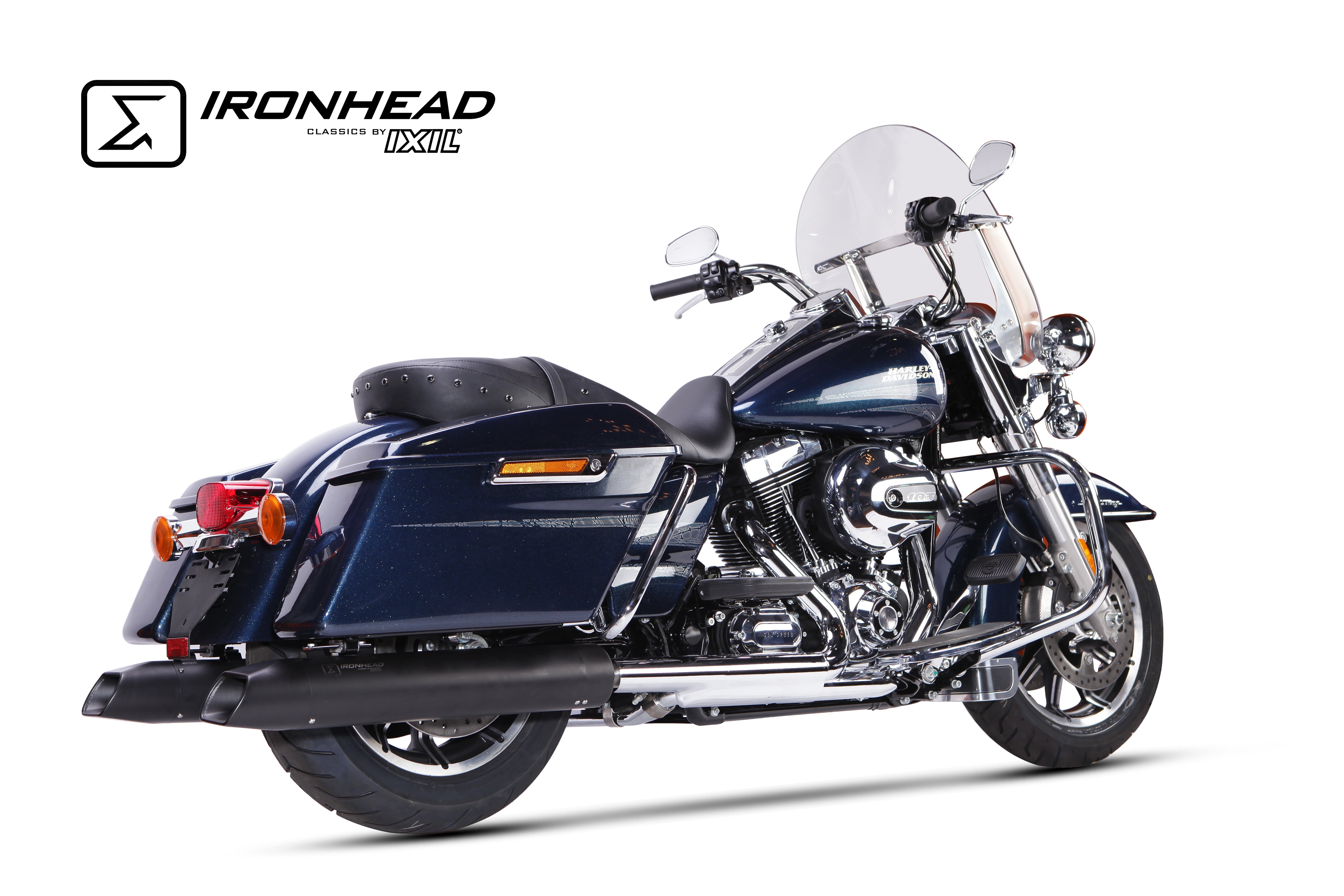 ESCAPE IXIL SLIP ON (RIGHT MUFFLER) - IRONHEAD ROUND BLACK - H-D TOURING ROAD KING 2006-2016