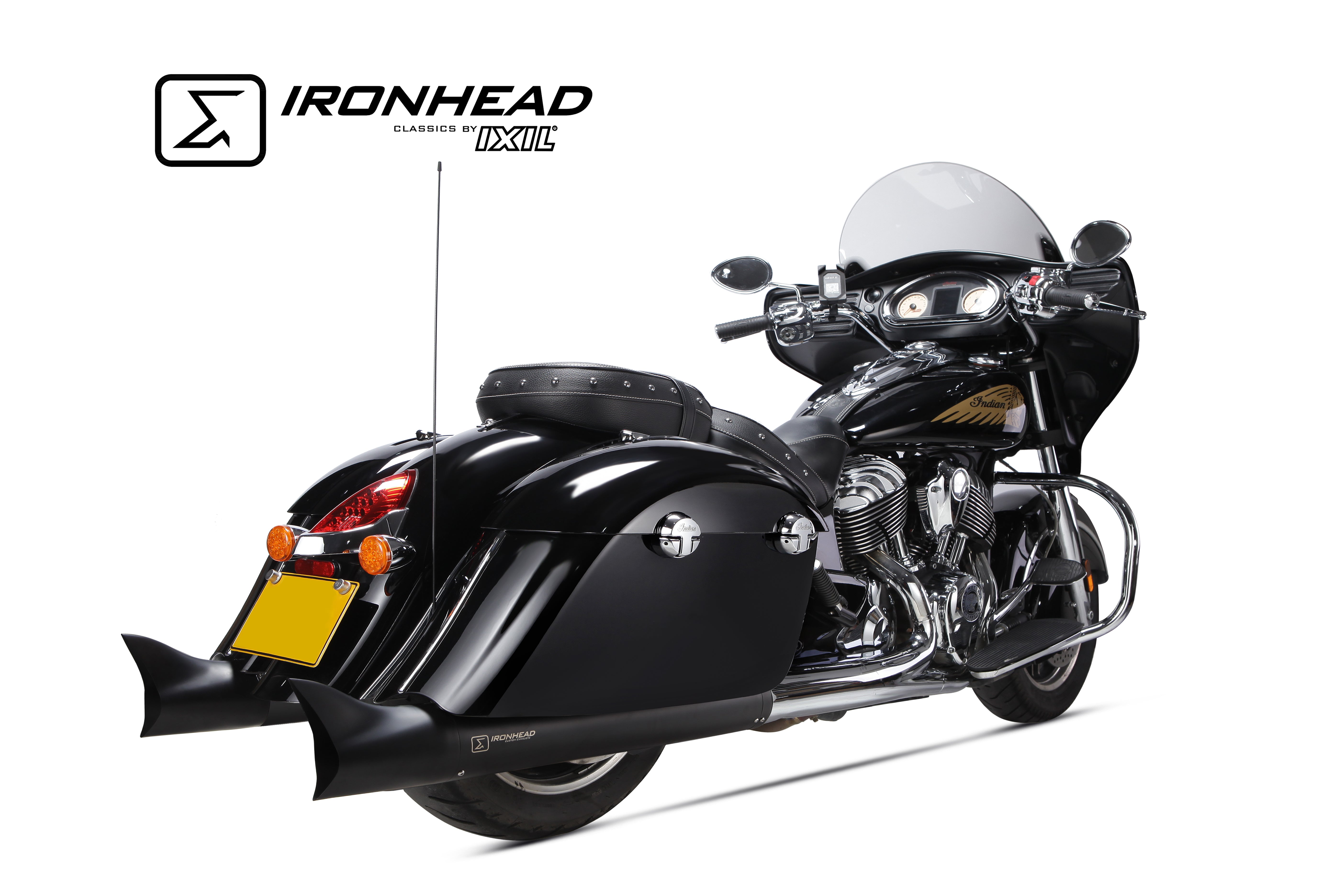ESCAPE IXIL SLIP ON (LEFT MUFFLER) - IRONHEAD ROUND BLACK - INDIAN CHIEFTAIN 15-20