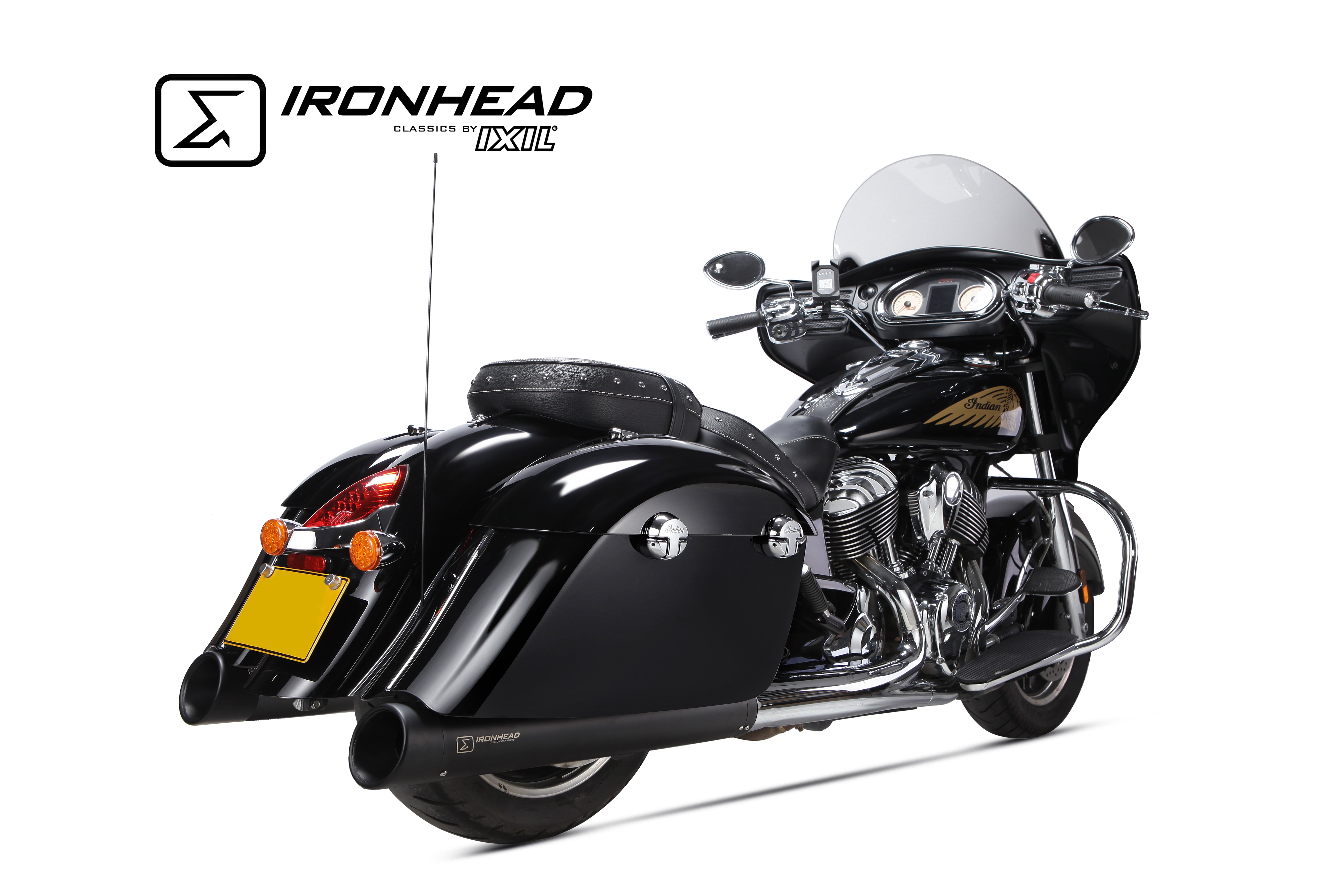 ESCAPE IXIL SLIP ON (RIGHT MUFFLER) - IRONHEAD ROUND BLACK - INDIAN CHIEF DARK HORSE 15-20