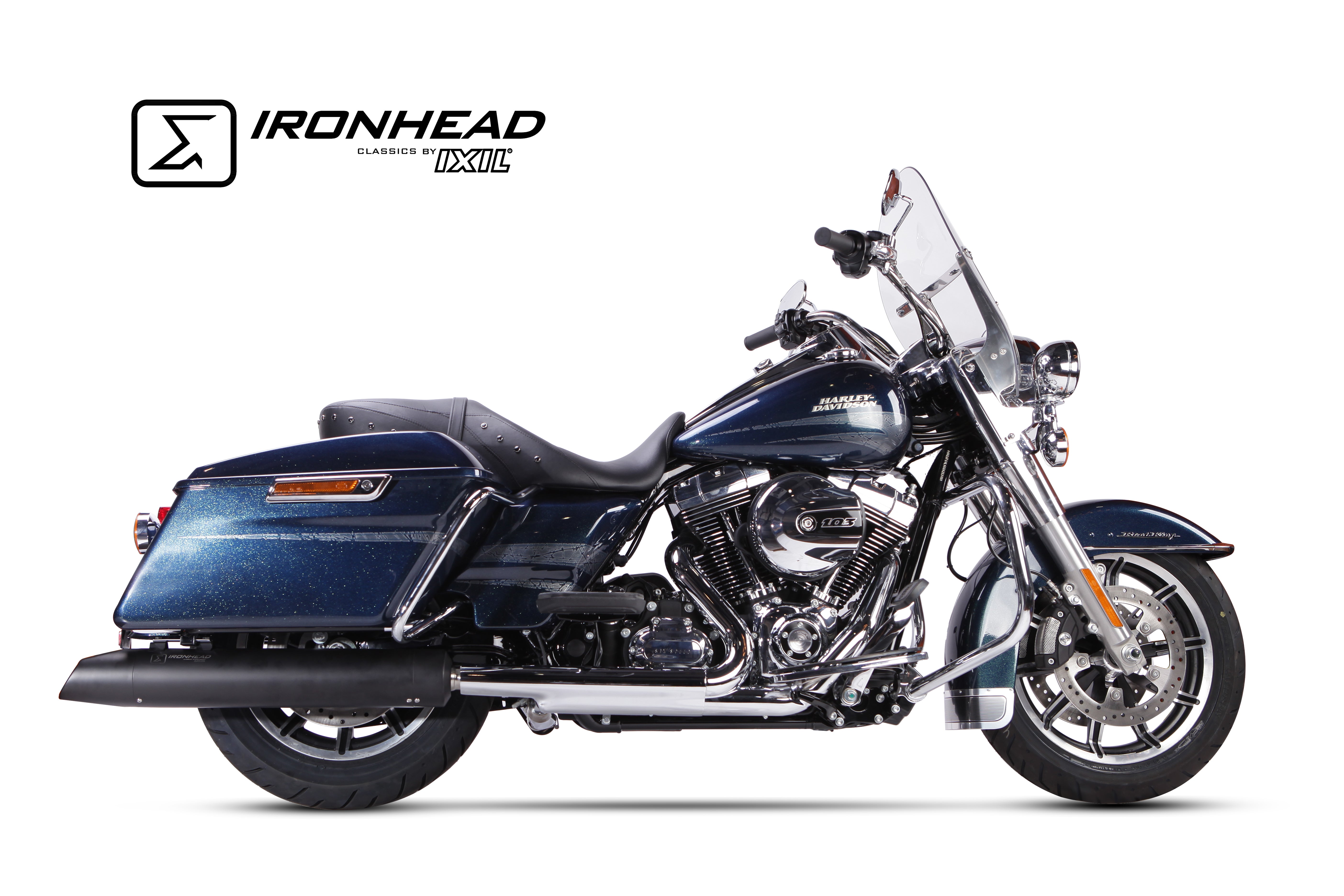 ESCAPE IXIL SLIP ON (RIGHT MUFFLER) - IRONHEAD ROUND BLACK - H-D TOURING ROAD KING 2006-2016