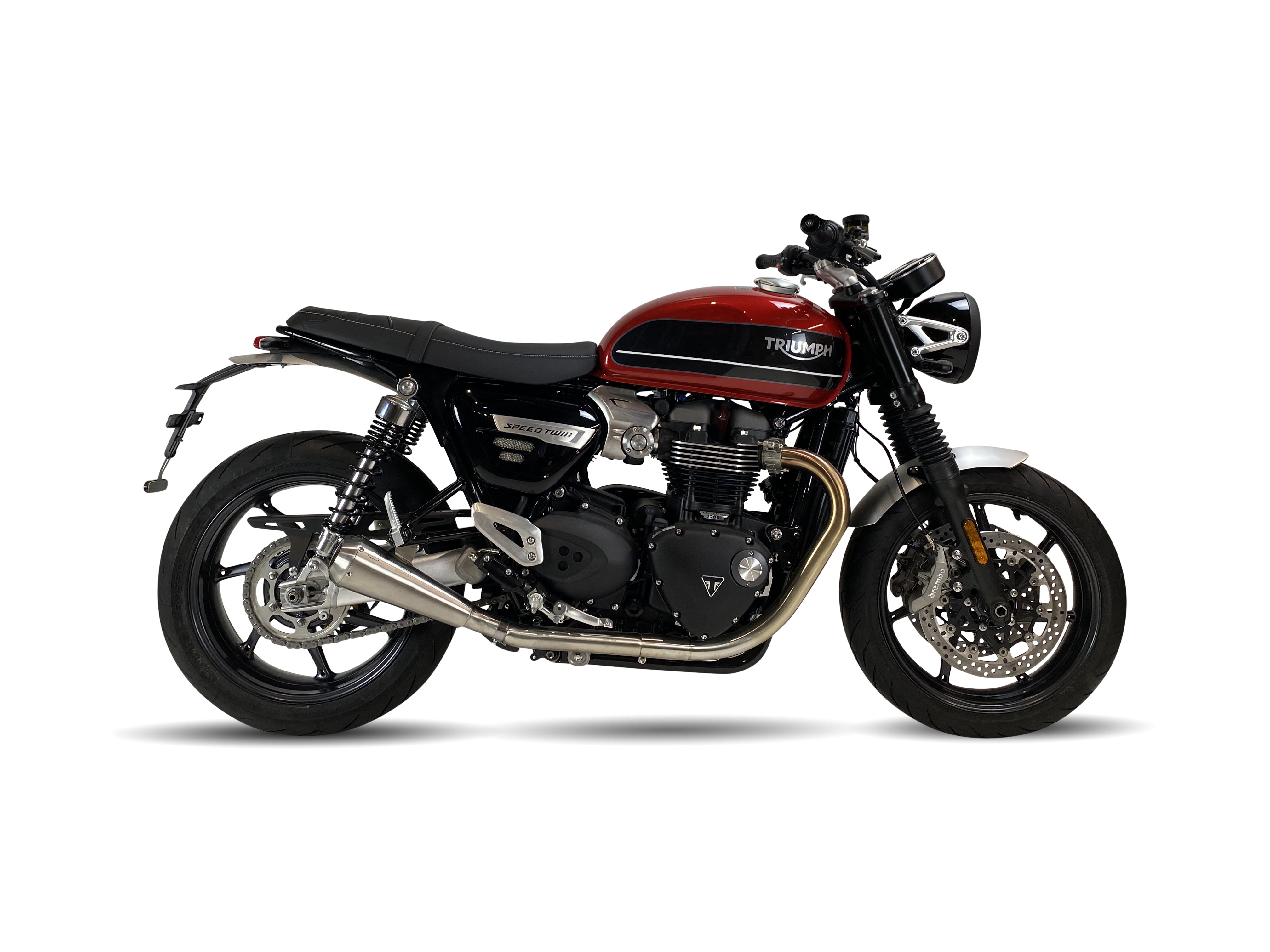 ESCAPE IXIL SLIP ON (LEFT MUFFLER) - IRONHEAD CONICAL MATT INOX - TRIUMPH SPEED TWIN 1200 19-20 (DD01)