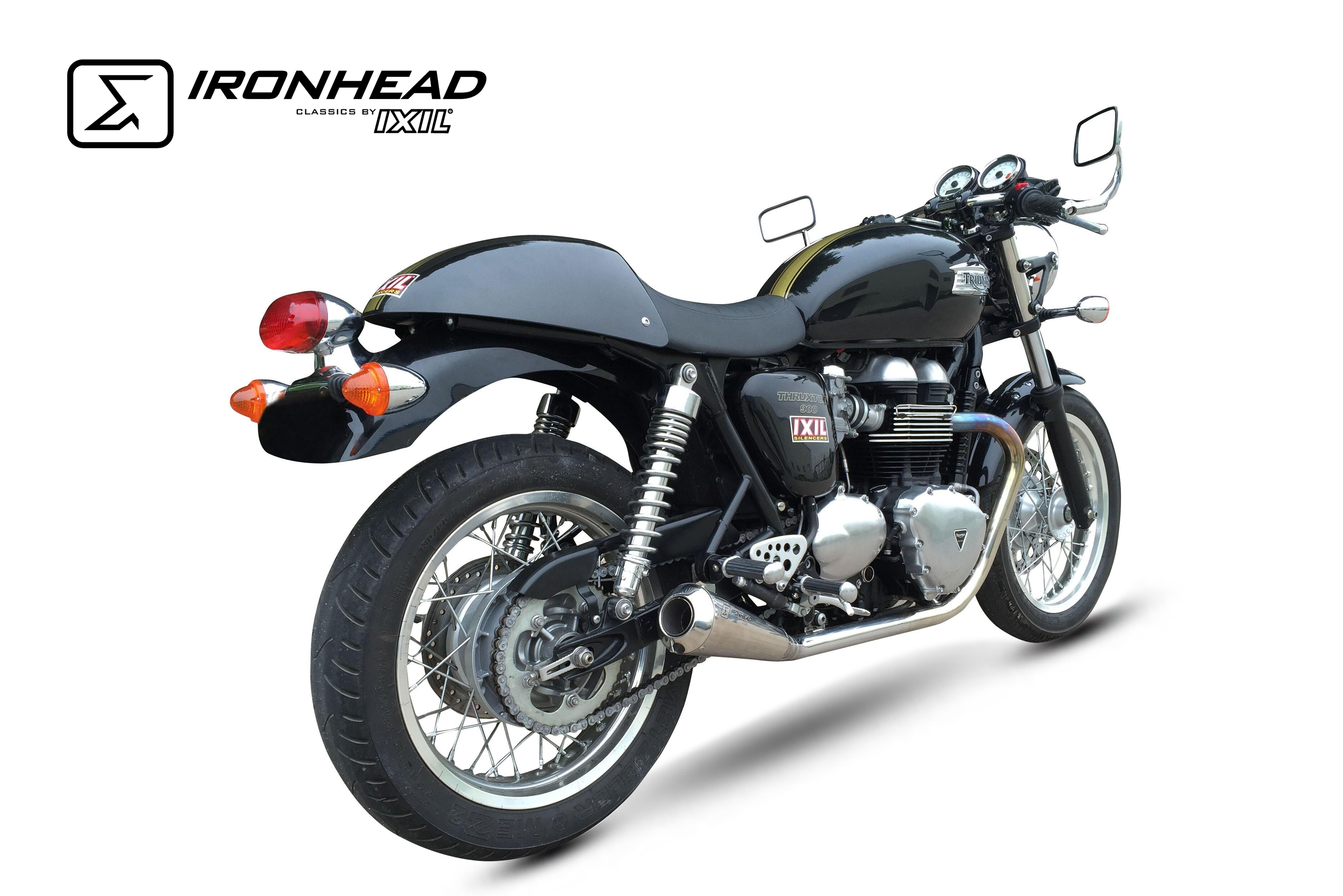ESCAPE IXIL SLIP ON (LEFT MUFFLER) - IRONHEAD CONICAL MATT INOX - TRIUMPH THRUXTON 865 04-15 (986ME 986ME2)