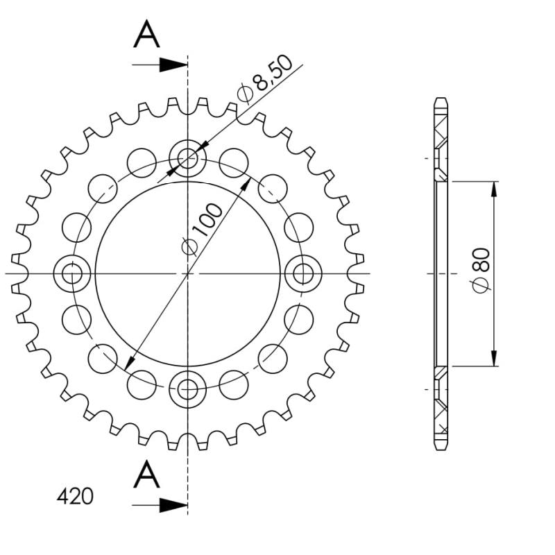 CORONA SUPERSPROX ALUMINIO HONDA 420 X 36  - RAL1214X36BLK