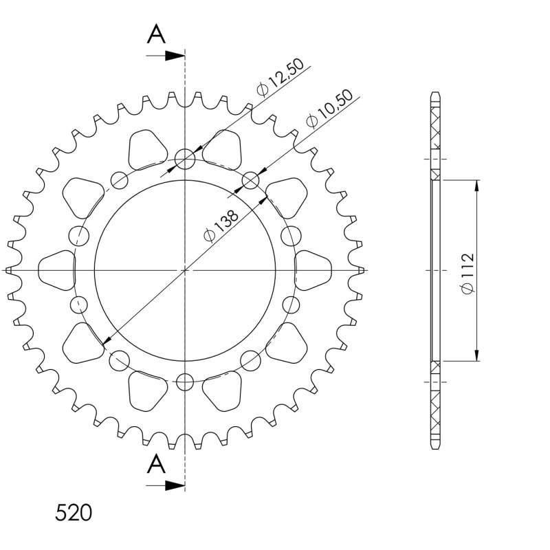 CORONA SUPERSPROX ALUMINIO HONDA 520 X 42  - RAL1303X42BLK