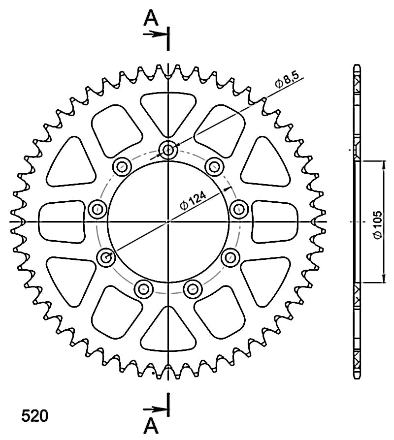 CORONA SUPERSPROX ALUMINIO TM 520 X 52  - RAL151X52BLK