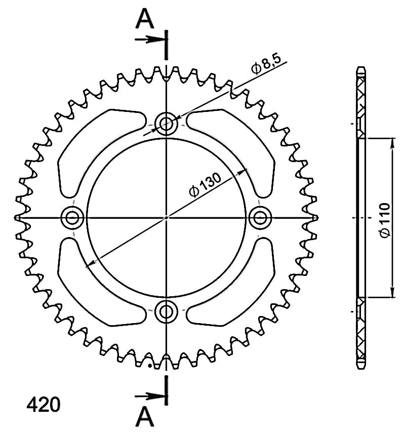 CORONA SUPERSPROX ALUMINIO HONDA 420 X 50  - RAL209X50BLK