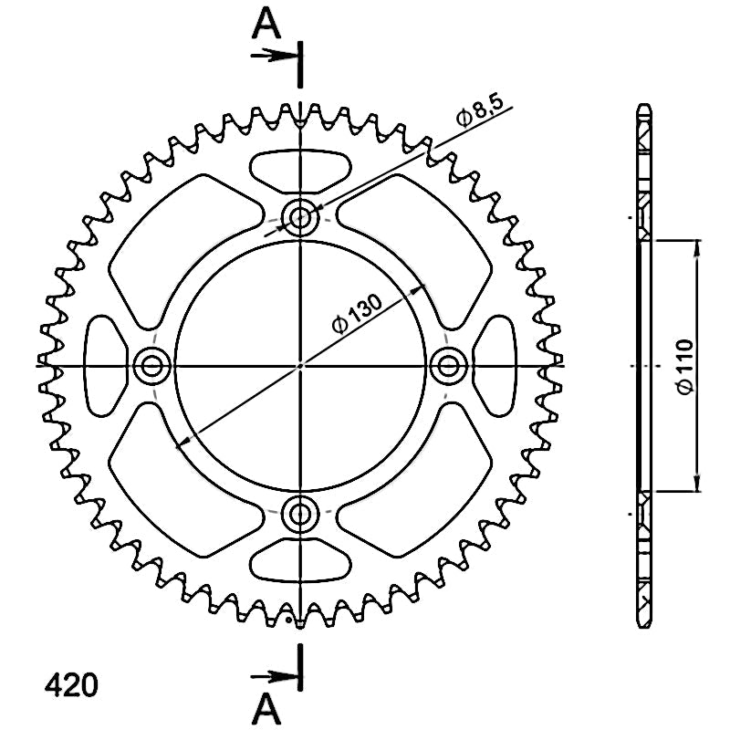 CORONA SUPERSPROX ALUMINIO HONDA 420 X 55  - RAL209X55BLK
