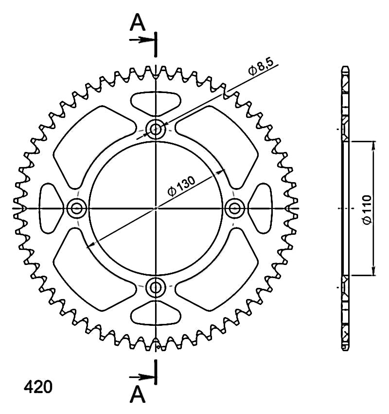 CORONA SUPERSPROX ALUMINIO HONDA 420 X 56  - RAL209X56BLK