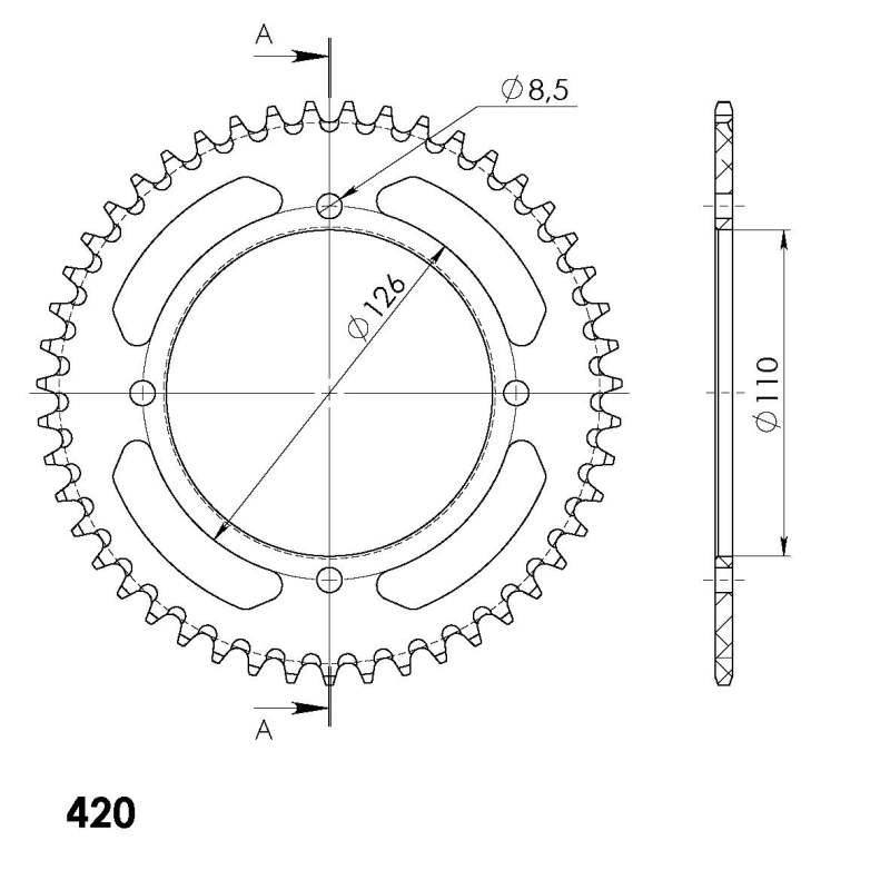 CORONA SUPERSPROX ALUMINIO SUZUKI 420 X 47  - RAL455X47BLK