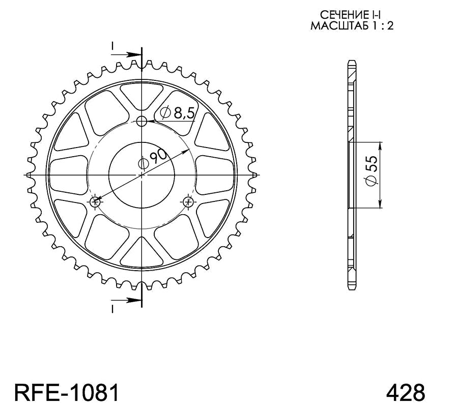 CORONA SUPERSPROX ACERO RIEJU 428 X 46  - RFE1081X46BLK