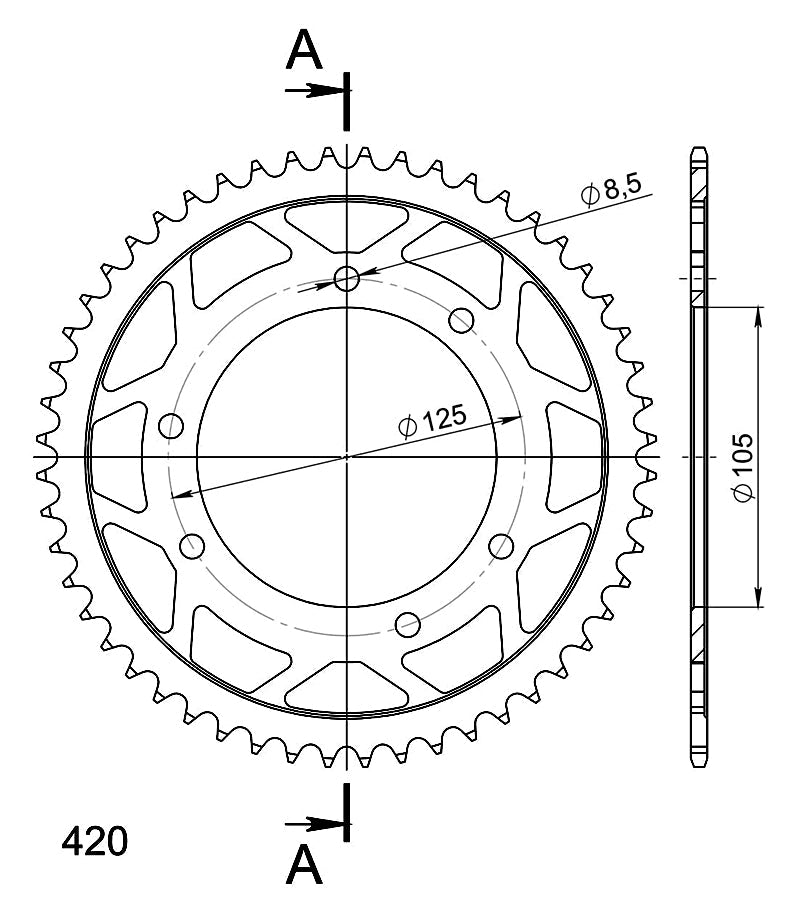 CORONA SUPERSPROX ACERO DERBI - YAMAHA 420 X 52  - RFE1131X52BLK