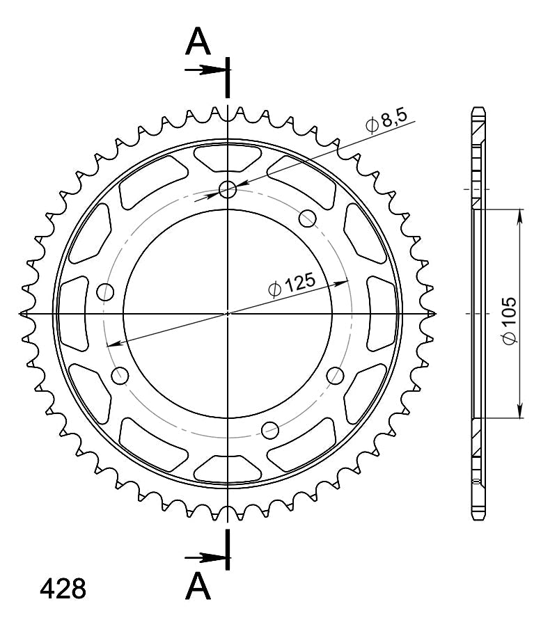 CORONA SUPERSPROX ACERO YAMAHA 428 X 50  - RFE1134X50BLK