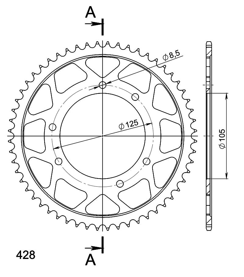 CORONA SUPERSPROX ACERO RIEJU 428 X 56  - RFE1134x56BLK