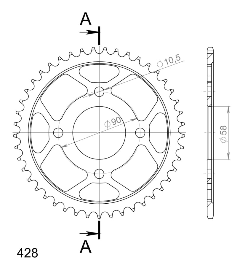CORONA SUPERSPROX ACERO HONDA 428X45  - RFE1221X45BLK
