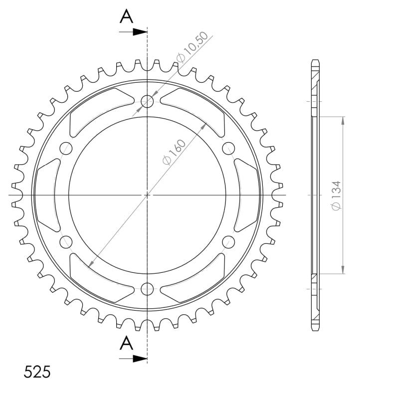 CORONA SUPERSPROX ACERO HONDA 525 X 43  - RFE1307X43BLK