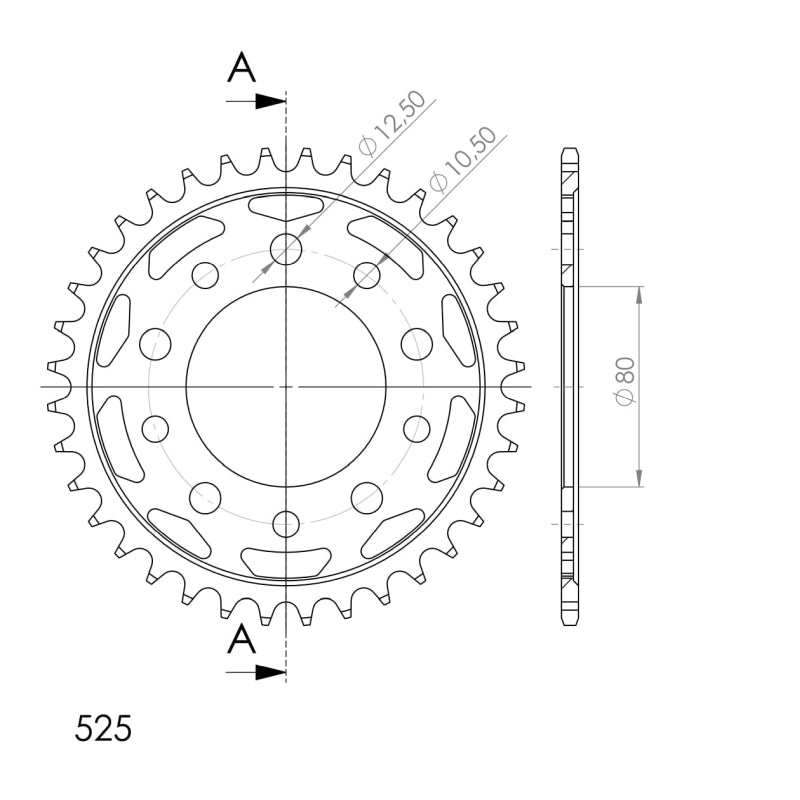 CORONA SUPERSPROX ACERO HONDA 525 X 36  - RFE1332X36BLK