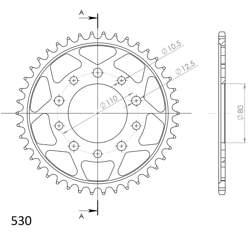 CORONA SUPERSPROX ACERO HONDA 530 X 42  - RFE1334X42BLK