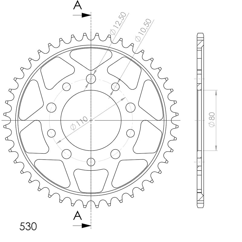 CORONA SUPERSPROX ACERO TRIUMPH 530 X 43  - RFE1334X43BLK