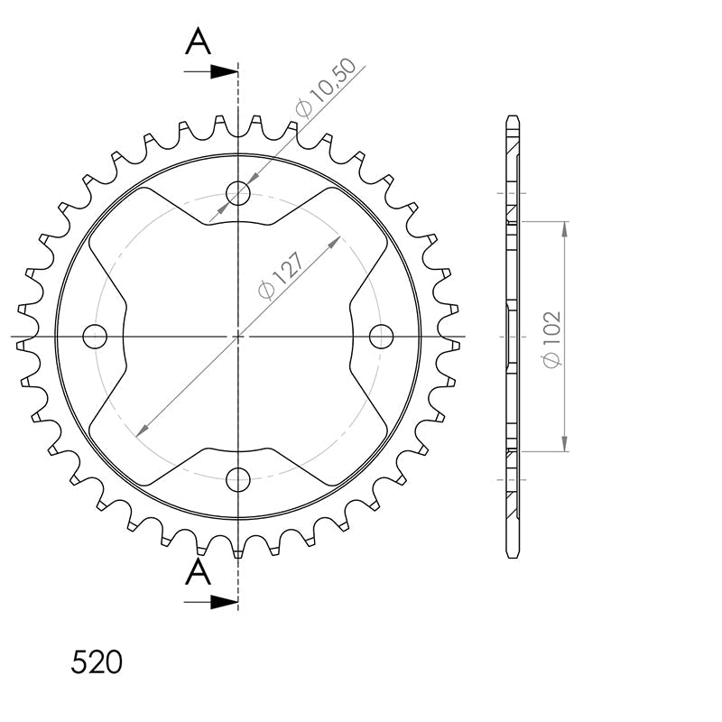 CORONA SUPERSPROX ACERO POLARIS 520 X 37  - RFE1480X37BLK