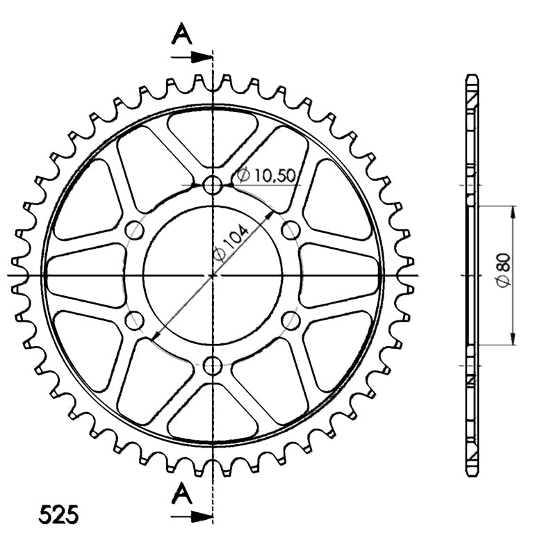 CORONA SUPERSPROX ACERO KAWASAKI 525 X 44  - RFE1489X44BLK