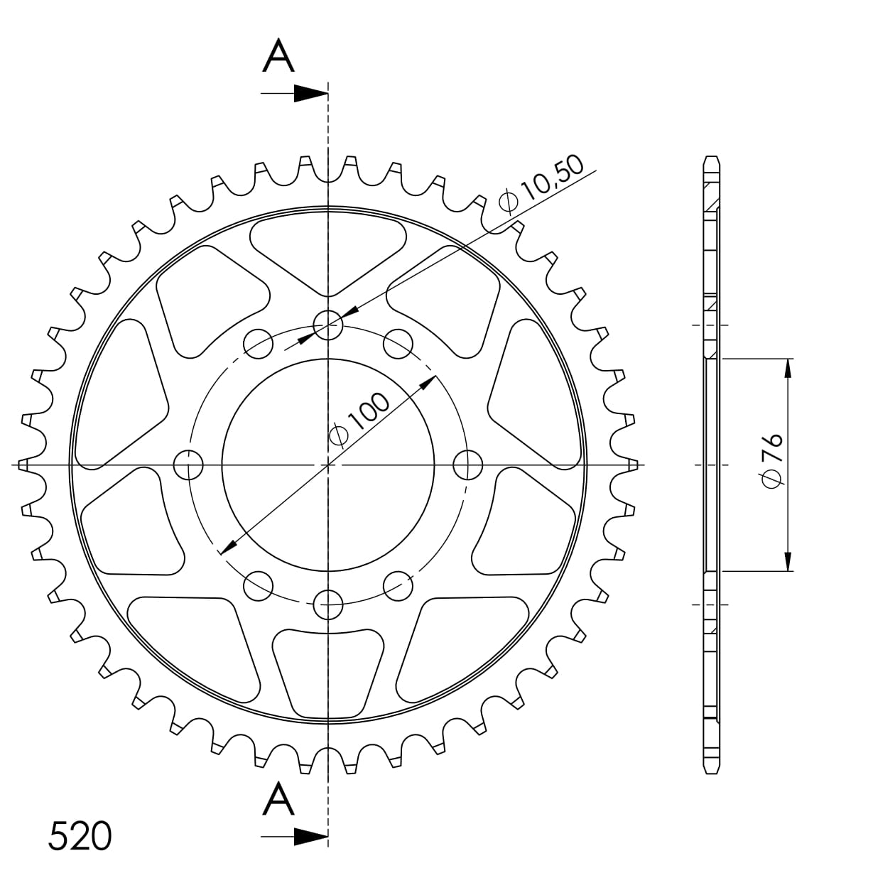 CORONA SUPERSPROX ACERO SUZUKI 520 X 43  - RFE1825X43BLK