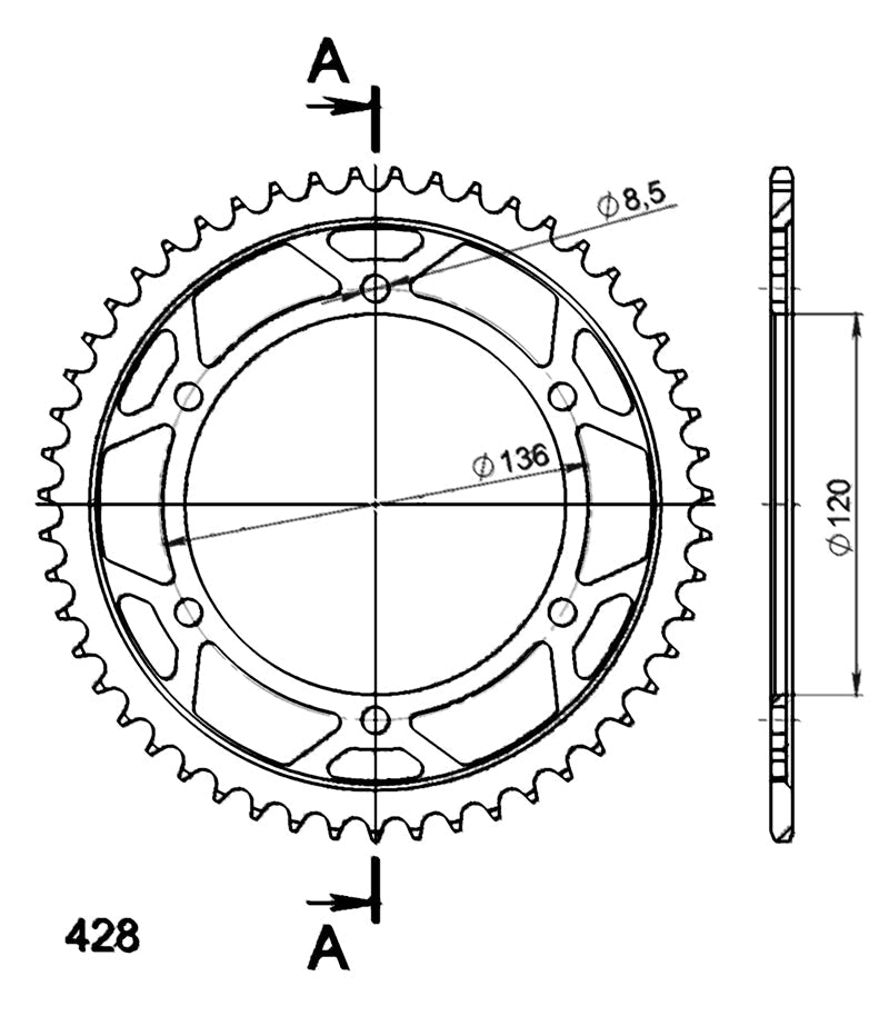 CORONA SUPERSPROX ACERO YAMAHA 428 X 51  - RFE1847X51BLK