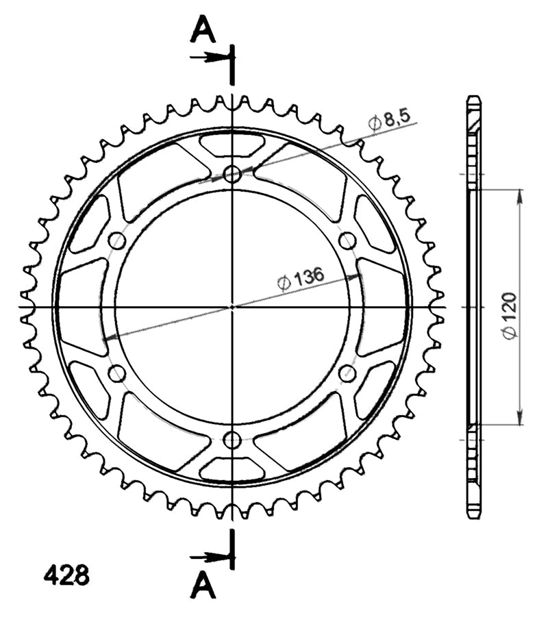 CORONA SUPERSPROX ACERO YAMAHA 428 X 52  - RFE1847X52BLK