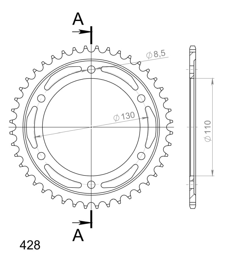 CORONA SUPERSPROX ACERO YAMAHA 428 X 44  - RFE1870X44BLK