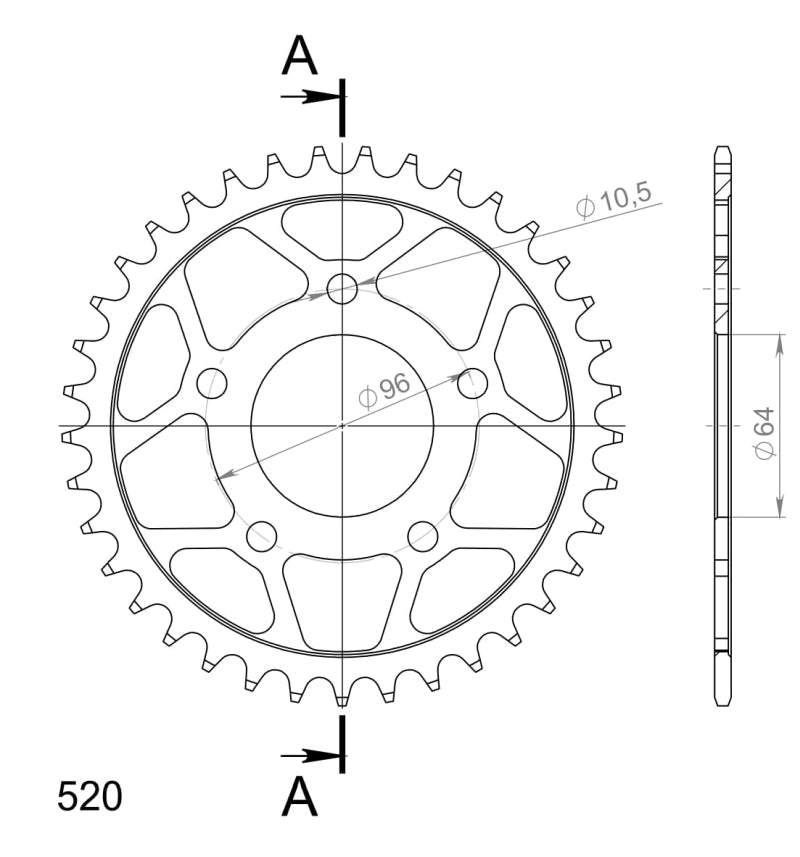 CORONA SUPERSPROX ACERO HONDA 520 X 37  - RFE254X37BLK