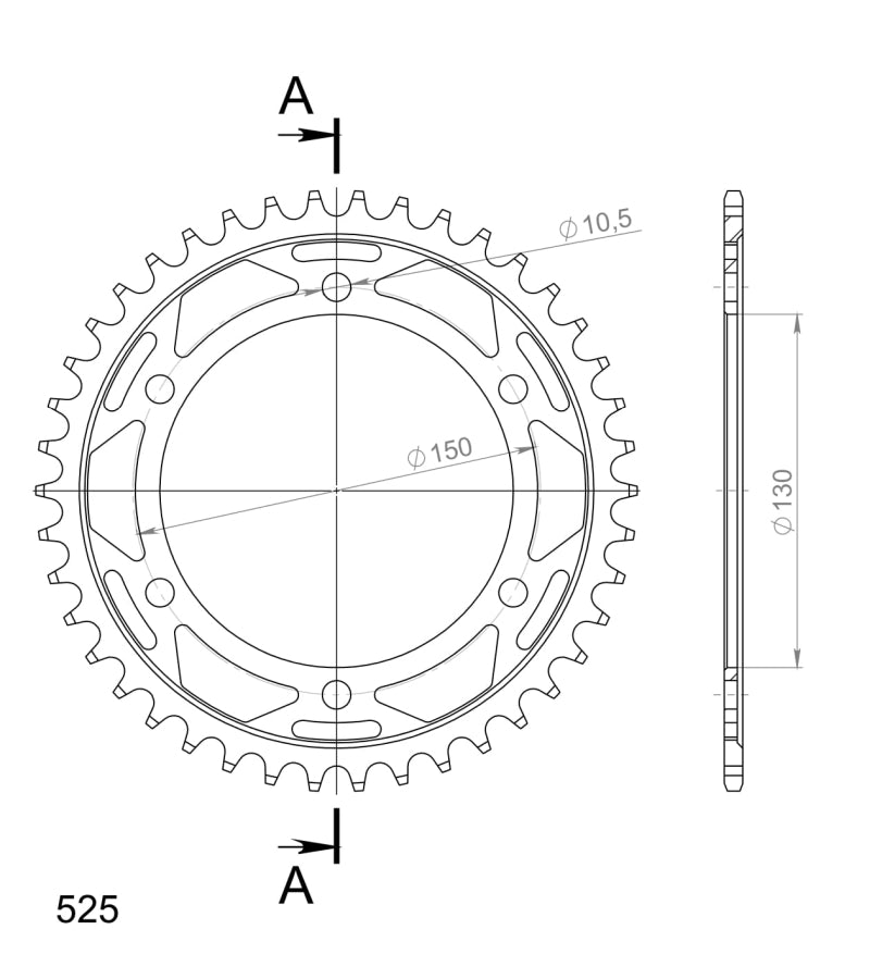 CORONA SUPERSPROX ACERO YAMAHA 525 X 42  - RFE300X42BLK