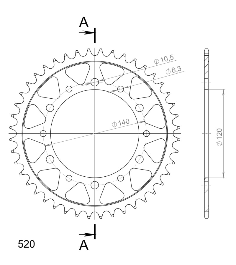 CORONA SUPERSPROX ACERO KAWASAKI 520 X 44  - RFE475X44BLK