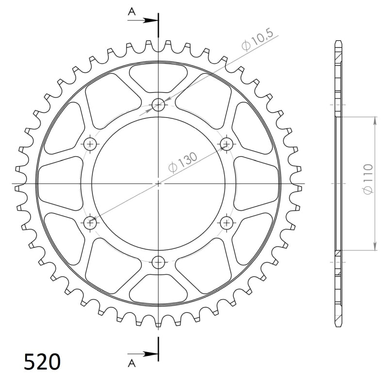 CORONA SUPERSPROX ACERO KAWASAKI 520 X 44  - RFE486X44BLK