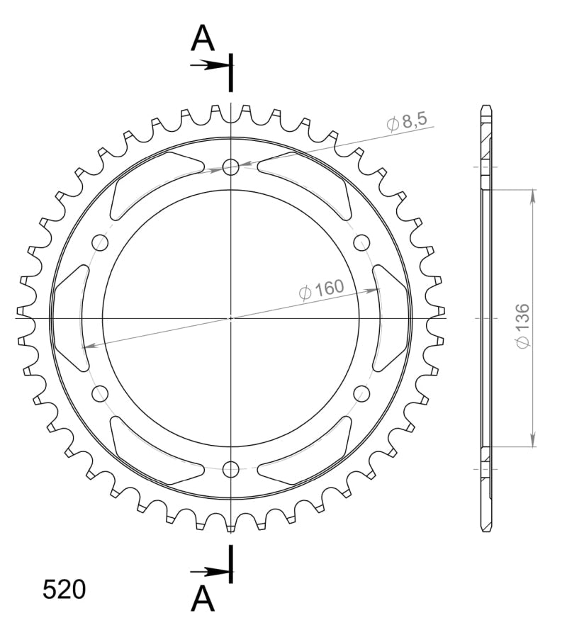 CORONA SUPERSPROX ACERO APRILIA - BMW 520 X 43  - RFE5X43BLK