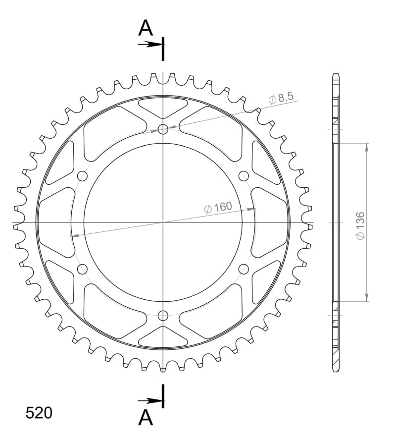 CORONA SUPERSPROX ACERO APRILIA - BMW 520 X 49  - RFE5X49BLK