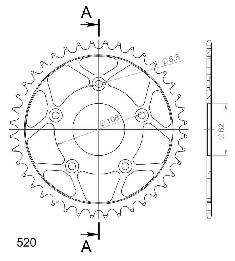 CORONA SUPERSPROX ACERO APRILIA - CAGIVA 520 X 40  - RFE701X40BLK