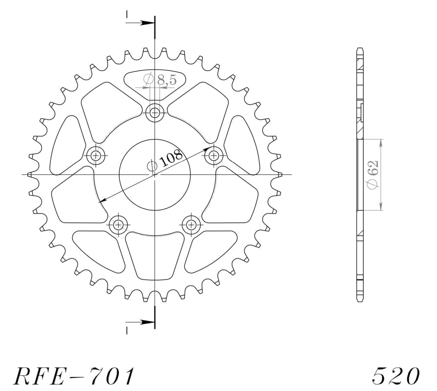 CORONA SUPERSPROX ACERO APRILIA - CAGIVA 520 X 43  - RFE701X43BLK