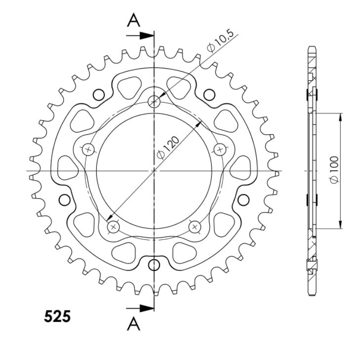 CORONA SUPERSPROX ACERO APRILIA 525 X 42  - RFE7026X42BLK