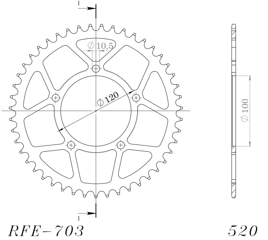 CORONA SUPERSPROX ACERO APRILIA 520 X 44  - RFE703X44BLK