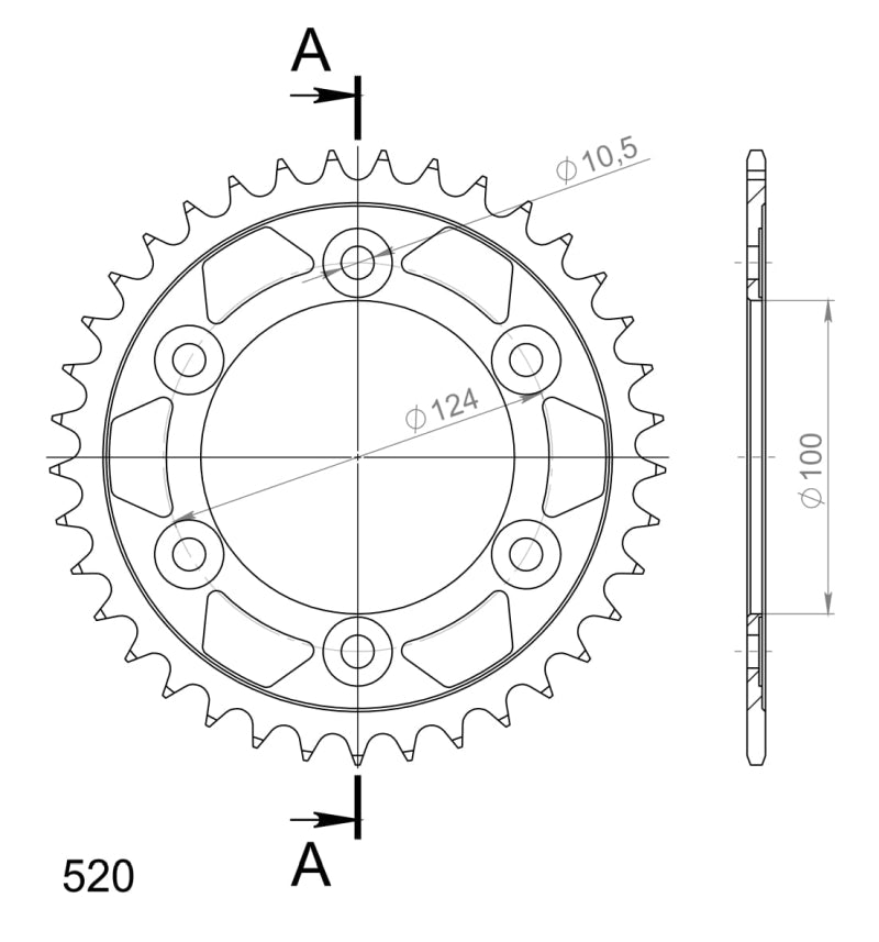 CORONA SUPERSPROX ACERO DUCATI 520 X 37  - RFE735X37BLK