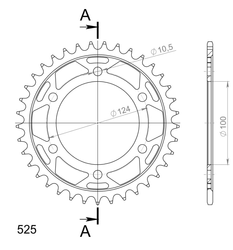 CORONA SUPERSPROX ACERO DUCATI 525 X 37  - RFE745X37BLK