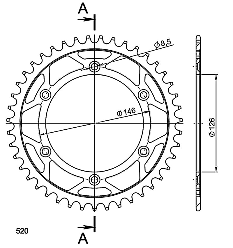 CORONA SUPERSPROX ACERO SUZUKI 520 X 43  - RFE808X43BLK